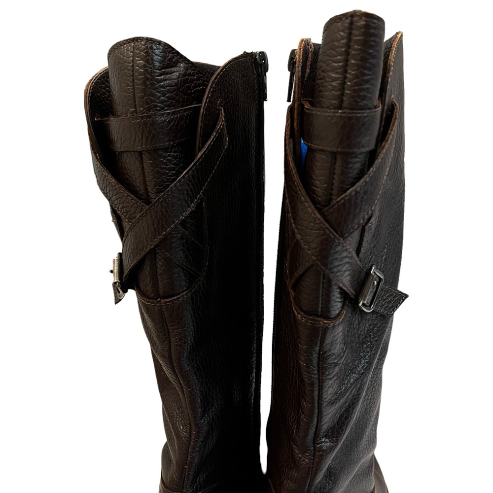 NWOT, Sesto Meucci Brown Pebbled Leather Riding Boots, Sz EU 37 - Picture 7 of 15